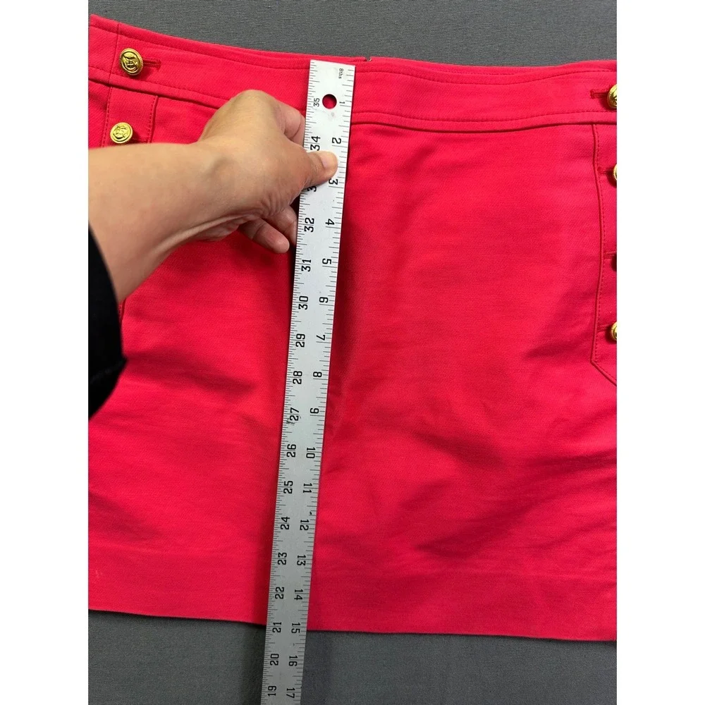 J Crew Red Nautical Sailor Mini Skirt Gold Anchor Button Twill Preppy Skirt Sz 0